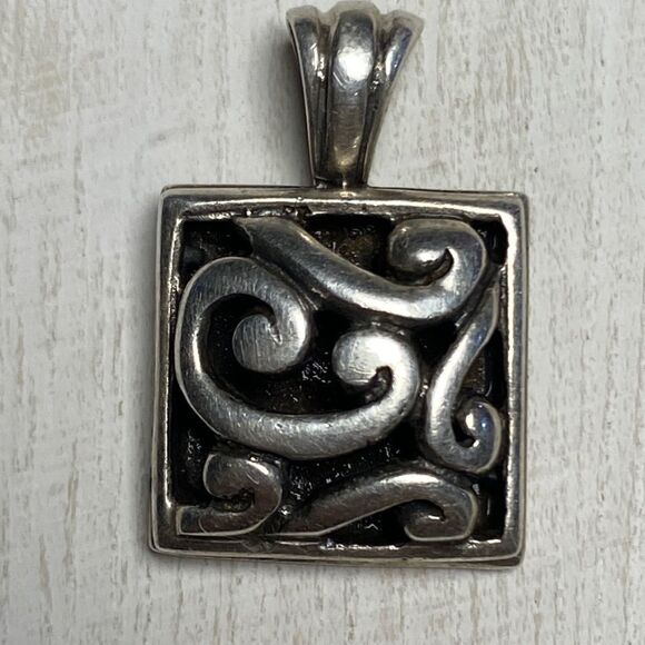 Silver Signed Barse Square Filigree Pendant - Picture 2 of 9